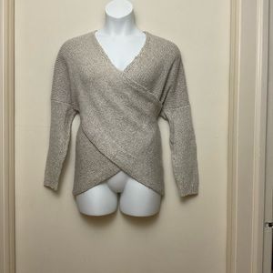 Aeon Cross Front Oatmeal Knit Sweater Women’s Medium